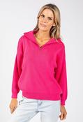 Ellie Half-Zip Knit Jumper, Magenta / 16