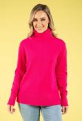 Fine Knit Roll Neck Jumper, Fushia / L/XL image