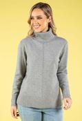 Fine Knit Roll Neck Jumper, Grey / L/XL image