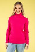 Cable Knit Detail Roll Neck Jumper, Fushia / M/L image