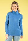 Fine Knit Roll Neck Jumper, Blue / L/XL image