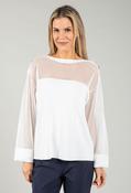 Fine Knit Mesh Panel Top, White / XL/2XL image