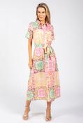 Mosaic Print Shirt Dress, Pink Mix / 8 image