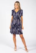 Tiered Striped Print Dress, Black/Navy / 10 image