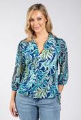 Buse Leaf Print Blouse, Green Mix / 14 image