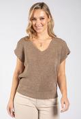 Lurex Knit Short Sleeve Top, Taupe / F/S