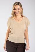 Lurex Knit Short Sleeve Top, Gold / F/S