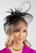 Feather &amp; Diamante Detail Fascinator, Black / One image