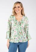 Chitel Ruffle V-Neck Blouse, Mint / 12