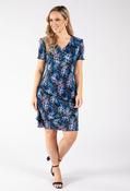 Floral Print Tiered Plisse Dress, Black/Blue / 8 image