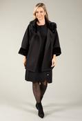 Faux Fur Trim Over Coat, Black / M image