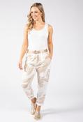 Gold Foil Belted Joggers, Off White/Beige / F/S image