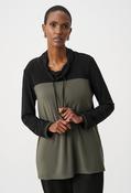 Casual Cowl Neck Pullover, Black Khaki / M