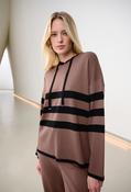 Hooded Striped Pullover, Brown / L image