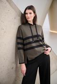 Hooded Striped Pullover, Khaki / XS image