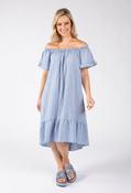 Off the Shoulder Gingham Dress, Blue / F/S image