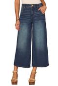 "Ab" Solution Cropped Wide Leg Jeans, Blue / 10 image
