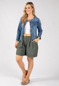 Linen Look Bermuda Shorts, Khaki / F/S image
