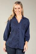 Kromix Embroidered Blouse, Blue Mix / 14