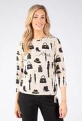 Ville Fashion Print Top, Beige/Black / 14 image