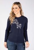 Orla Floral Knit Top, Navy / 14