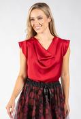 Cowl Neck Satin Blouse, Red / S