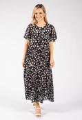 Polka Dot Plisse Pleated Midi Dress, Black / F/S image