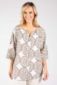 Abstract Print Linen Look Blouse, Beige / F/S image