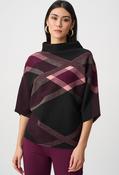 Geometric Cowl Neck Poncho, Black Mix / S
