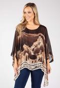 Scenic Print Silk Blouse, Black / F/S image