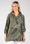 Abstract Print Linen Look Hoodie, Khaki / F/S image