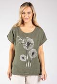 Dandelion Print Linen Top, Khaki / F/S image