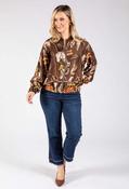 Horse Print Satin Bomber Jacket, Brown / F/S image