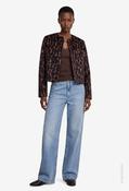 Leopard Pattern Jacket With Buttons, Black/Beige / 36