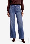 Wide Leg Jeans In Dark Blue Denim, Middle Blue Denim / 44