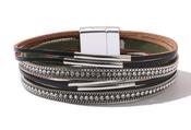 Faux Leather &amp; Diamante Bracelet image