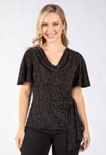 Johan Side Tie Metallic Top, Black / 16