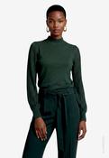 Sheer Sleeve Knit Top, Emerald Green / 44