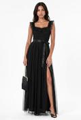 Ruffle Detail Maxi Tulle Dress, Black / 14 image