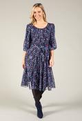 Floral Print Skater Dress, Blue Mix / 12
