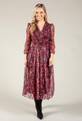 Abstract Print Wrap Dress, Black/Pink / 14