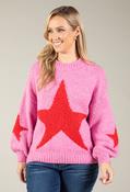 Star Design Knit Jumper, Pink/Red / F/S image