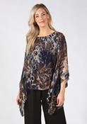 Abstract Print Flowy Blouse, Blue Mix / F/S