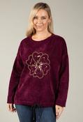 Embroidered Flower Sweatshirt, Bordeaux / F/S image
