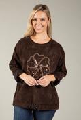 Embroidered Flower Sweatshirt, Chocolate / F/S image