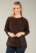 Pam Faux Leather Pocket Sweatshirt, Chocolate / F/S