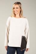 Pam Faux Leather Pocket Sweatshirt, Beige / F/S image