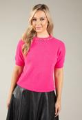 Hepburn Stud Detail Knit Jumper, Fushia / F/S