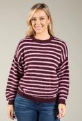 Peggy Striped Knit Jumper, Grape-Pink / F/S image