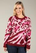 Leopard Print Knit Jumper, Bordeaux Mix / F/S image